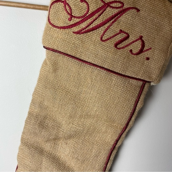 Christmas Brown Burlap Mr. & Mrs. Holiday Stocking Set - Picture 3 of 3